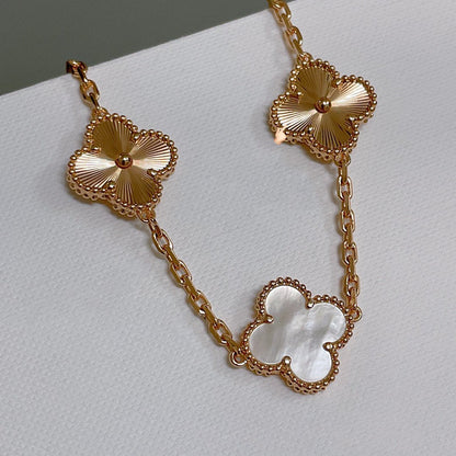 [Clover Jewels]CLOVER BRACELET 5 MOTIF WHITE MOP PINK GOLD