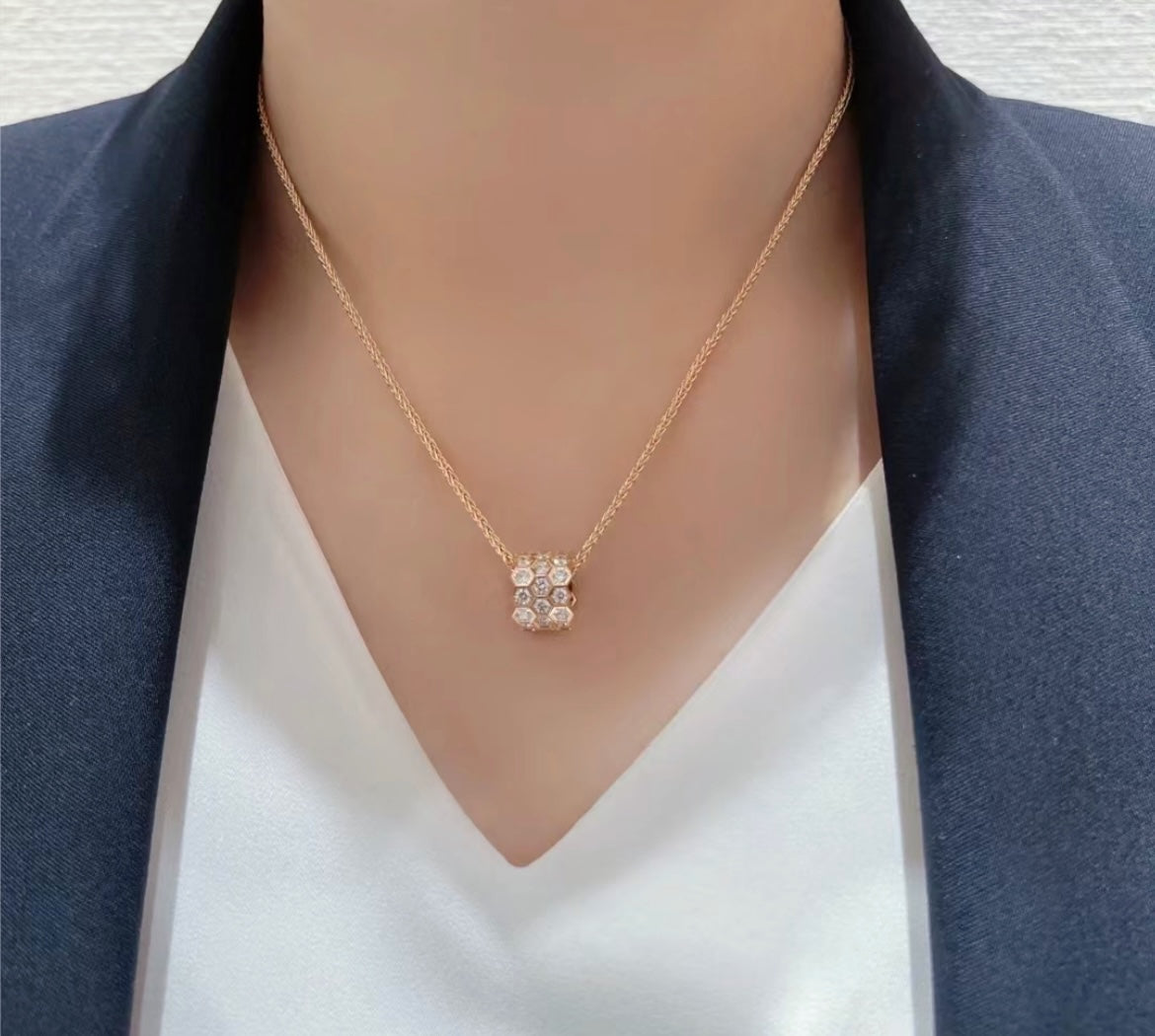 [Clover Jewels]BEE LOVE DIAMOND PAVED 3 ROW NECKLACE