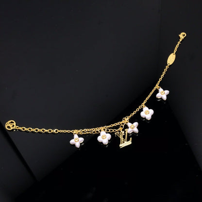 [Clover Jewels]LOGO 6 MOTIF STAR AND SUN GOLD BRACELET