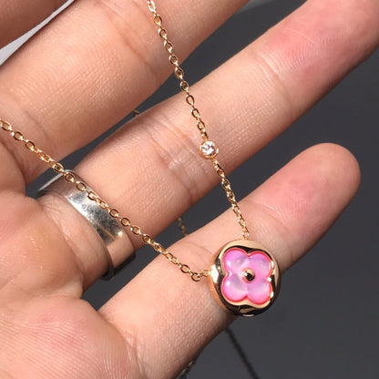 [Clover Jewels]COLOR BLOSSOM PINK MOP SUN GOLD NECKLACE