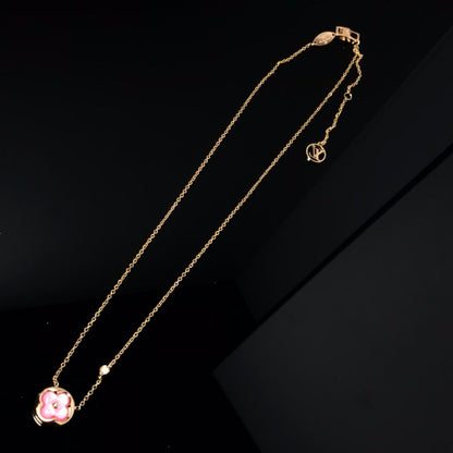 [Clover Jewels]COLOR BLOSSOM PINK MOP SUN GOLD NECKLACE