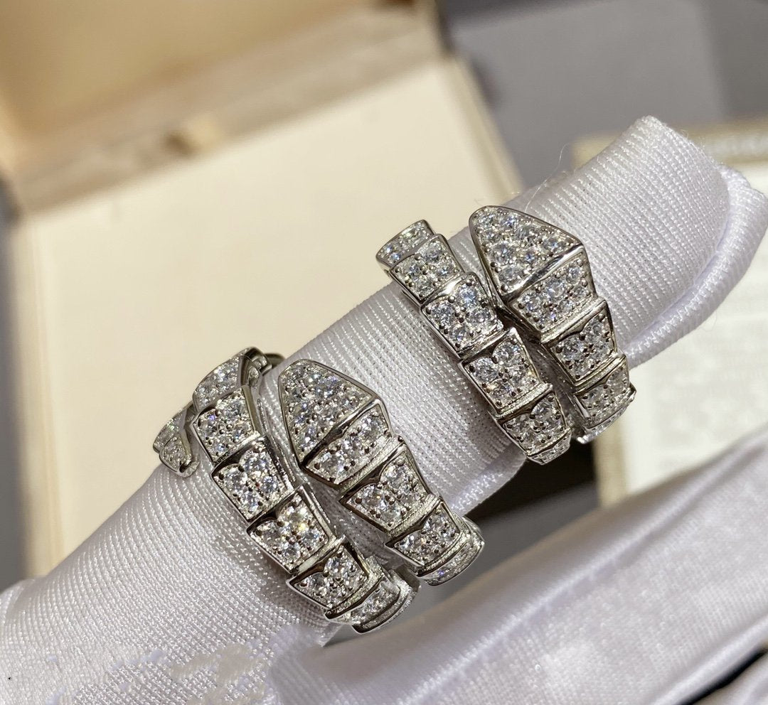 [Clover Jewels]SERPENTI RING SILVER DIAMOND PAVED