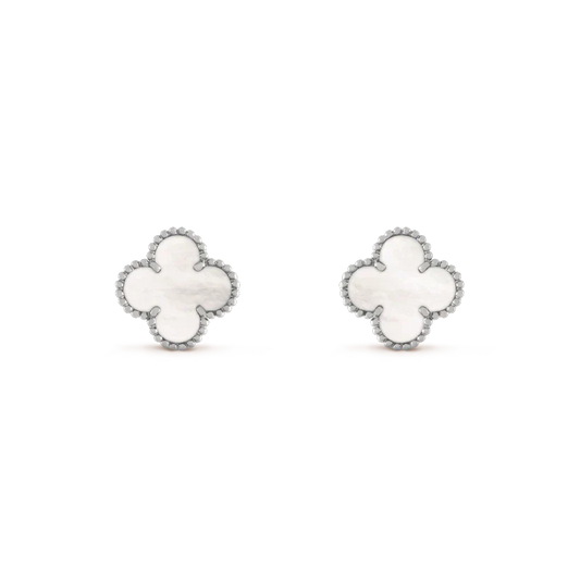 [Clover Jewels]CLOVER MEDIUM 1 MOTIFS  WHITE MOP EARRINGS SILVER