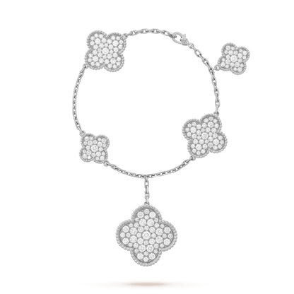 [Clover Jewels]CLOVER 6 MOTIFS SILVER DIAMOND BRACELET