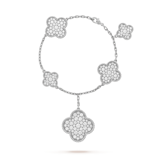 [Clover Jewels]CLOVER 6 MOTIFS SILVER DIAMOND BRACELET