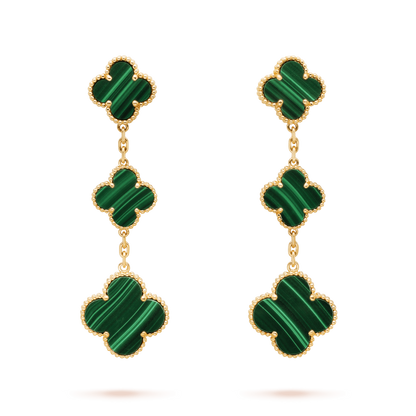 [Clover Jewels]CLOVER MALACHITE 3 MOTIFS GOLD