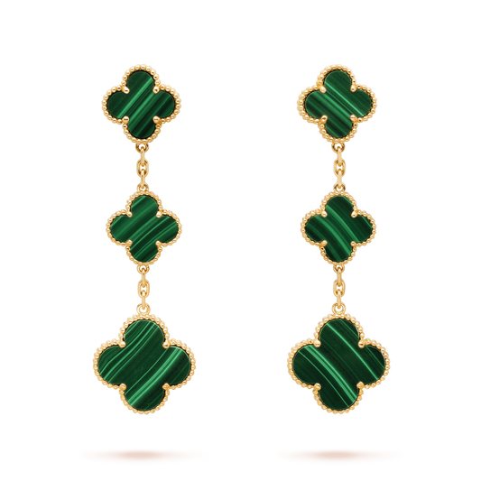 [Clover Jewels]CLOVER MALACHITE 3 MOTIFS GOLD