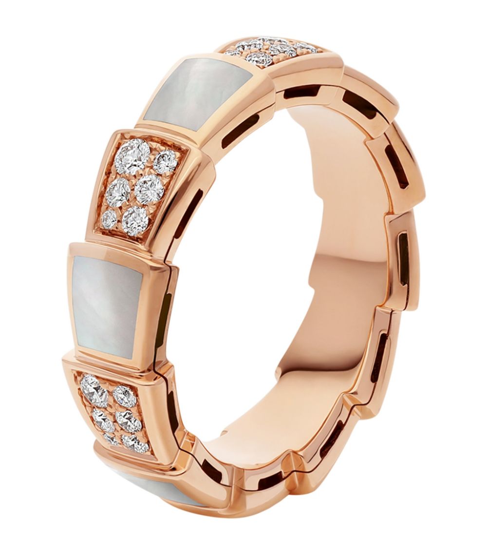 [Clover Jewels]SERPENTI RING PINK GOLD MOP DIAMOND PAVED 4MM