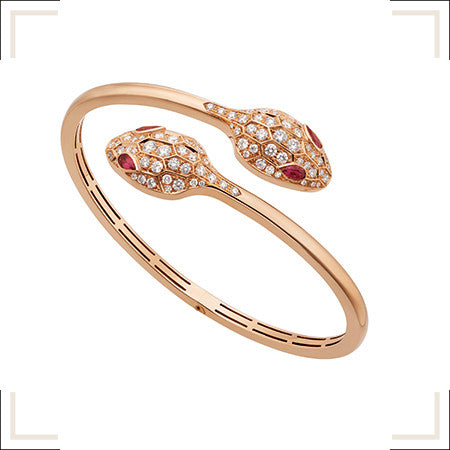 [Clover Jewels]SERPENTI BRACELET PINK GOLD DIAMOND DOUBLE SNAKE