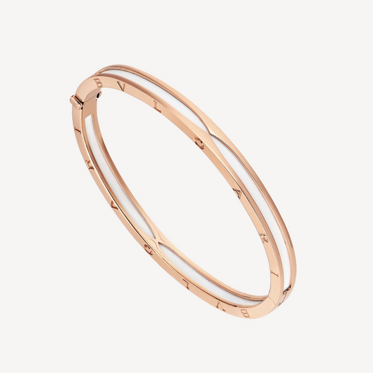 [Clover Jewels]ZERO 1 PINK GOLD WITH WHITE CERAMIC BRACELET