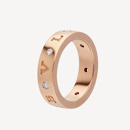 [Clover Jewels]ZERO 1 ESSENTIAL PINK GOLD BAND WITH DIAMONDS RING