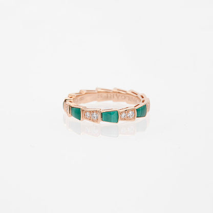 [Clover Jewels]SERPENTI RING PINK GOLD MALACHITE DIAMOND 3MM