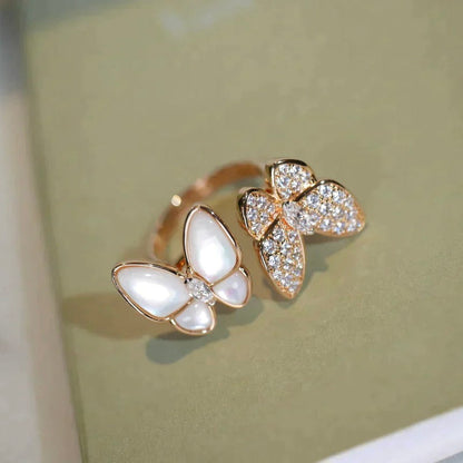 [Clover Jewels]TWIN BUTTERFLY DIAMOND MOP RING