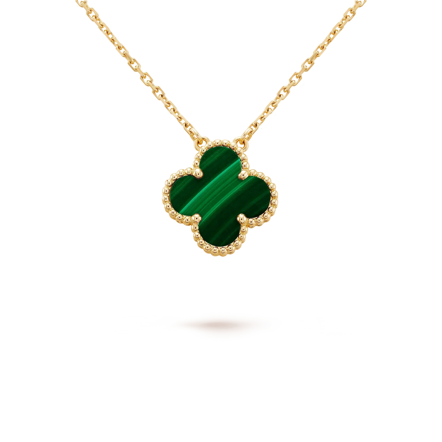 [Clover Jewels]CLOVER 15MM MALACHITE SINGLE FLOWER  NECKLACE