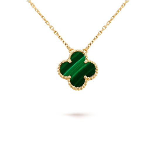 [Clover Jewels]CLOVER 15MM MALACHITE SINGLE FLOWER  NECKLACE