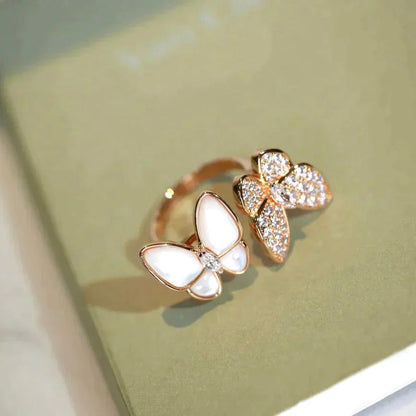 [Clover Jewels]TWIN BUTTERFLY DIAMOND MOP RING