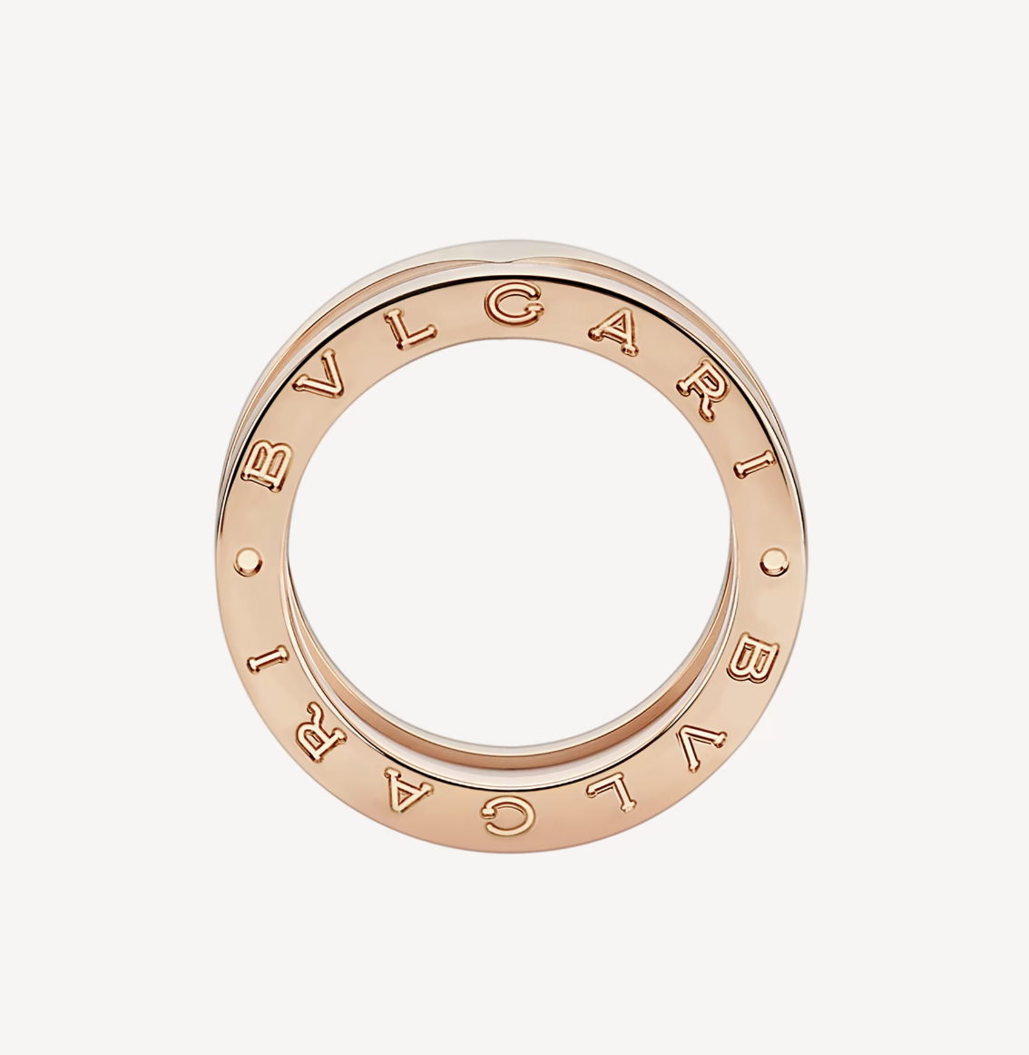 [Clover Jewels]ZERO 1 TWO-BAND LOOPS AND WHITE CERAMIC SPIRAL PINK GOLD RING