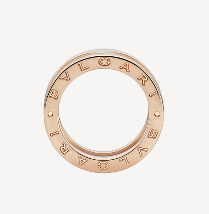 [Clover Jewels]ZERO 1 TWO-BAND LOOPS AND WHITE CERAMIC SPIRAL PINK GOLD RING