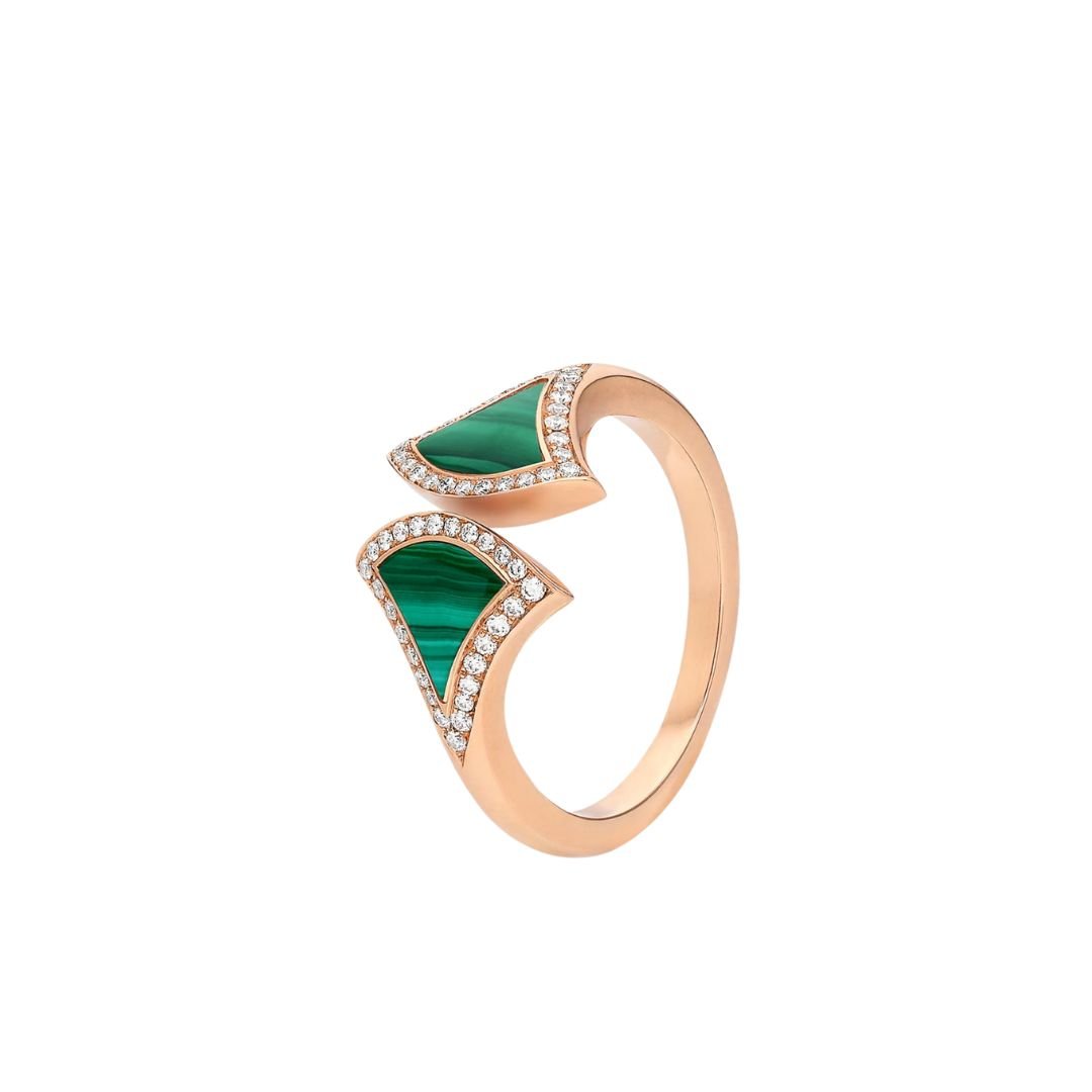 [Clover Jewels]DREAM MALACHITE DIAMOND OPEN RING