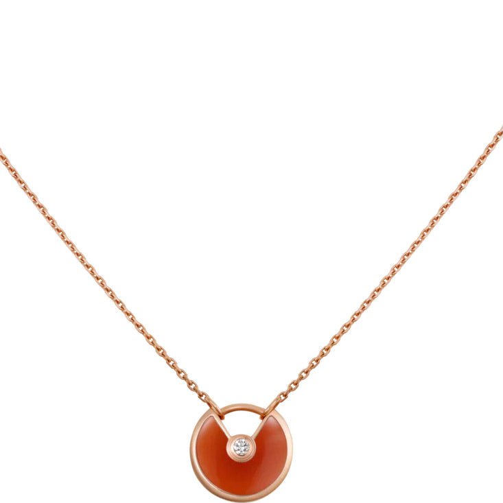 [Clover Jewels]AMULETTE GOLD CARNELIAN ONYX NECKLACE