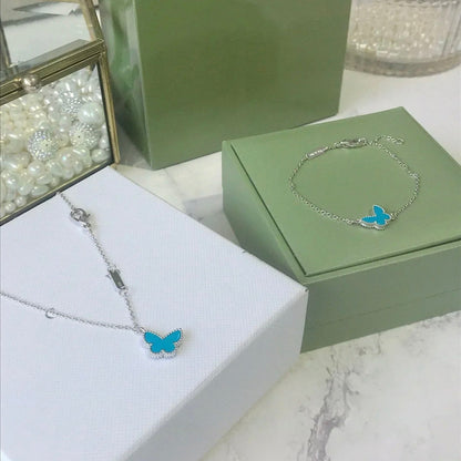 [Clover Jewels]BUTTERFLY TURQUOISE BUTTERFLY BRACELET SILVER