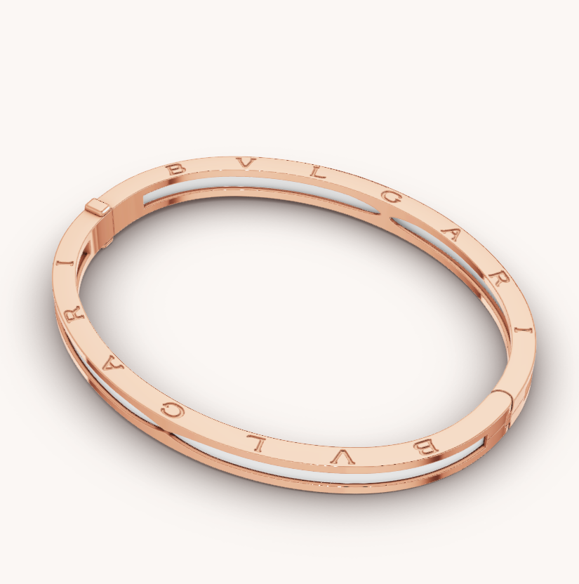 [Clover Jewels]ZERO 1 PINK GOLD WITH WHITE CERAMIC BRACELET