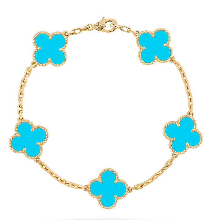 [Clover Jewels]CLOVER 5 MOTIFS TURQUOISE BRACELET