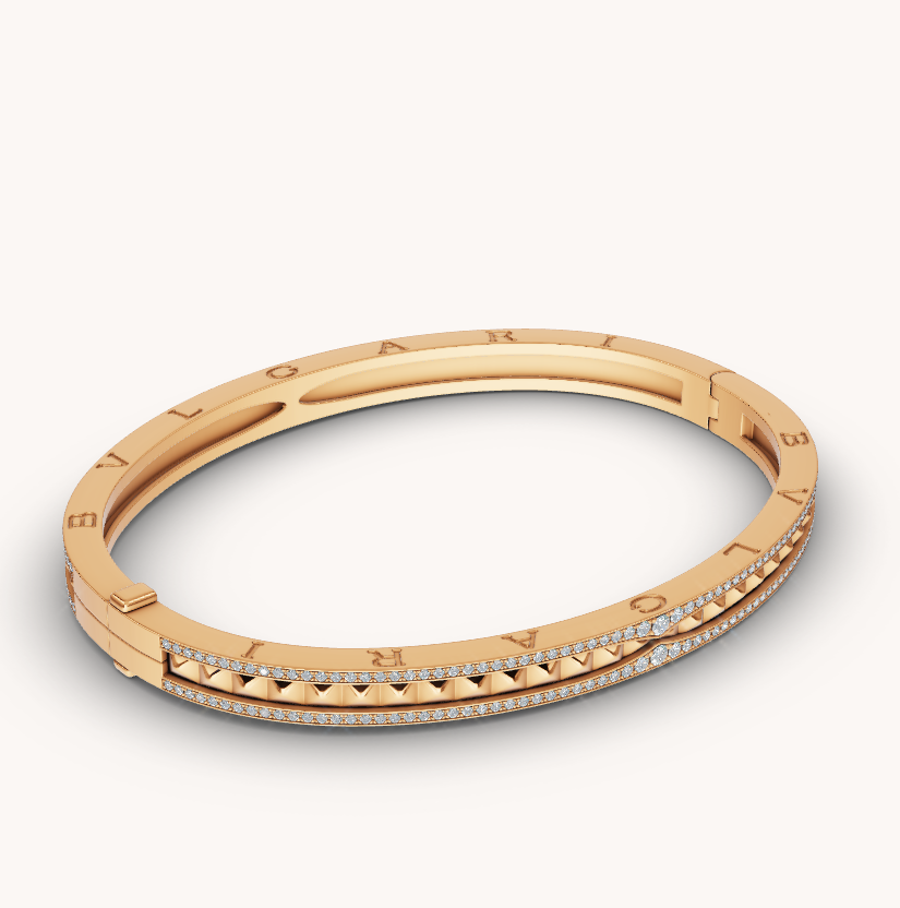 [Clover Jewels]ZERO 1 SPIRAL AND PAVED DIAMOND GOLD BRACELET