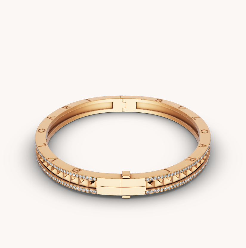 [Clover Jewels]ZERO 1 SPIRAL AND PAVED DIAMOND GOLD BRACELET