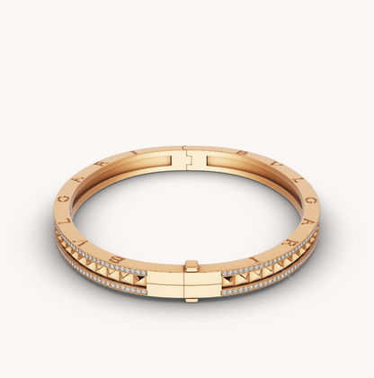 [Clover Jewels]ZERO 1 SPIRAL AND PAVED DIAMOND GOLD BRACELET