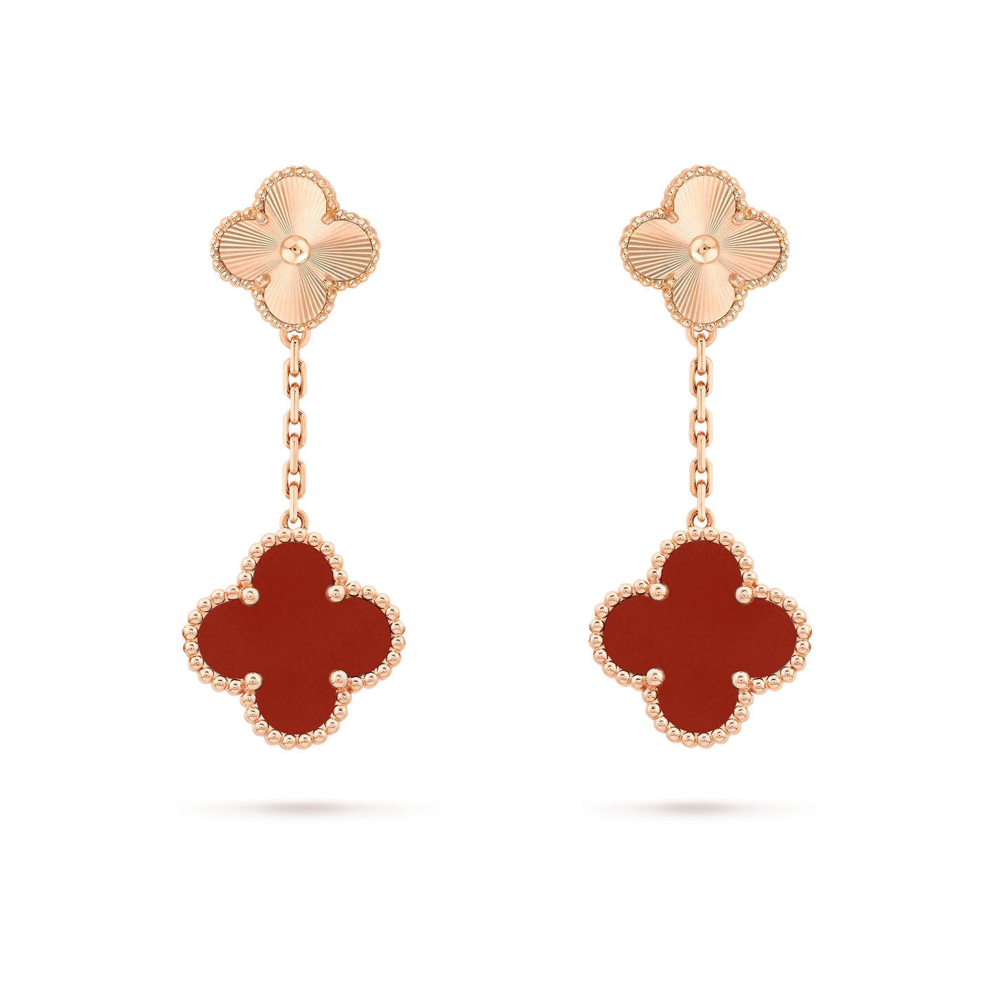 [Clover Jewels]CLOVER 2 MOTIF  LASER CARNELIAN EARRINGS