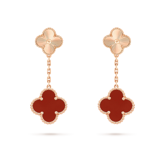 [Clover Jewels]CLOVER 2 MOTIF  LASER CARNELIAN EARRINGS