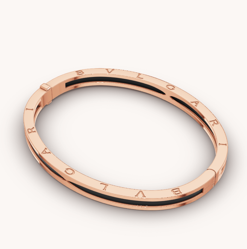 [Clover Jewels]ZERO 1 PINK GOLD WITH BLACK CERAMIC BRACELET