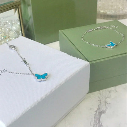 [Clover Jewels]BUTTERFLY TURQUOISE BUTTERFLY BRACELET SILVER