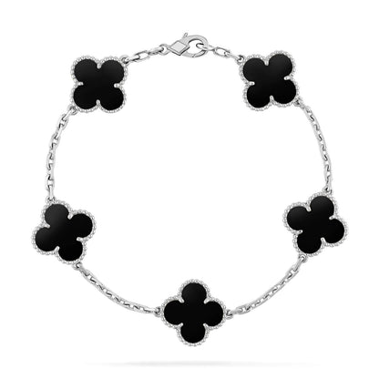 [Clover Jewels]CLOVER 5 MOTIF ONYXS  BRACELET SILVER