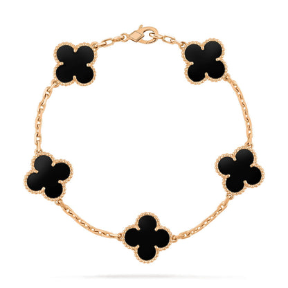 [Clover Jewels]CLOVER  5 MOTIFS BLACK ONYX BRACELET