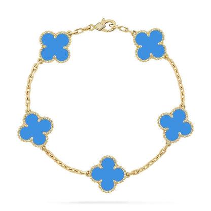 [Clover Jewels]CLOVER 5 MOTIFS BLUE AGATE BRACELET