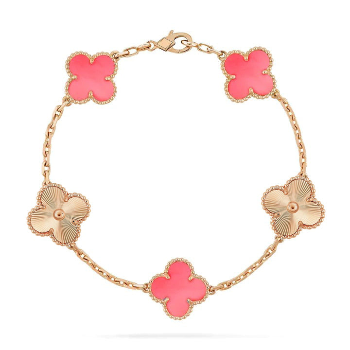 [Clover Jewels]CLOVER BRACELET 5 MOTIF PINK AND PINK GOLD