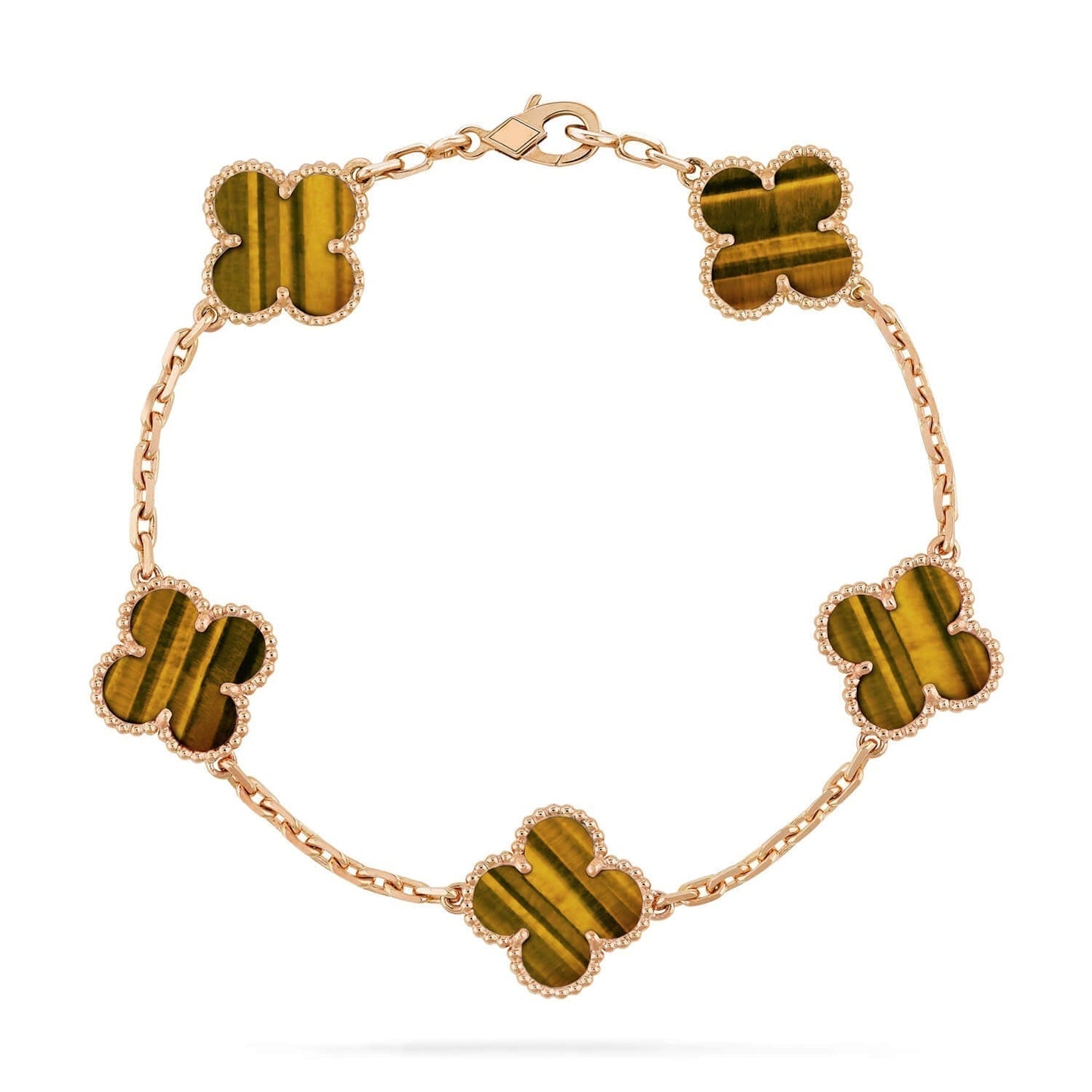 [Clover Jewels]CLOVER  5 MOTIFS TIGER EYE BRACELET