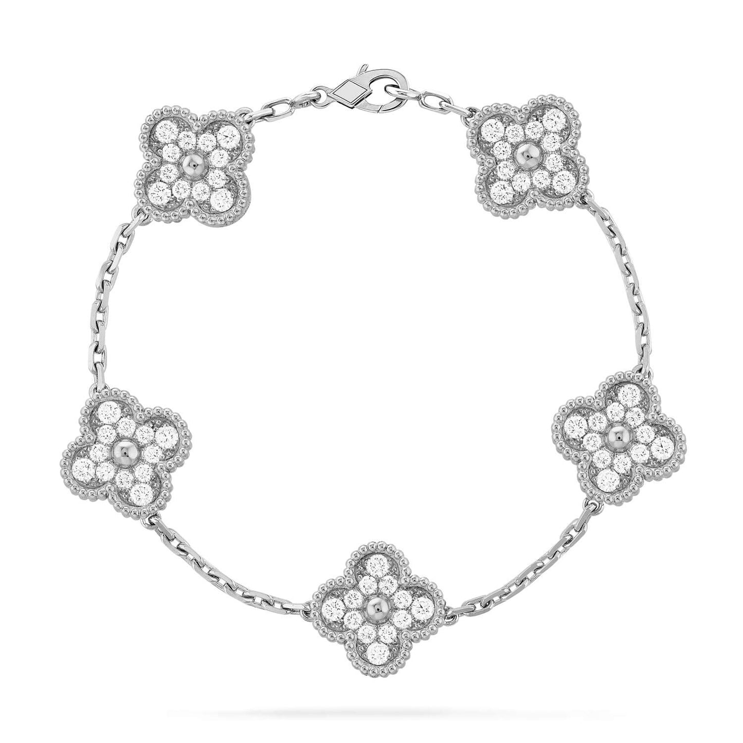 [Clover Jewels]CLOVER 5 MOTIFS  DIAMOND BRACELET SILVER