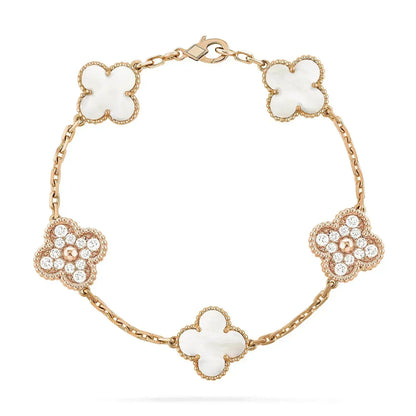 [Clover Jewels]CLOVER BRACELET 5 MOTIF WHITE MOP DIAMOND