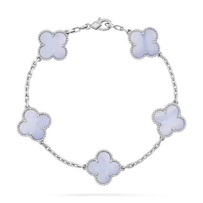 [Clover Jewels]CLOVER  5 MOTIF PURPLE CHALCEDONY BRACELET SILVER