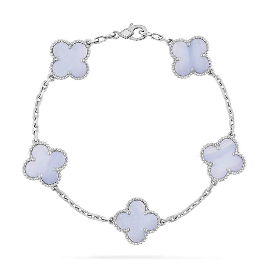 [Clover Jewels]CLOVER  5 MOTIF PURPLE CHALCEDONY BRACELET SILVER