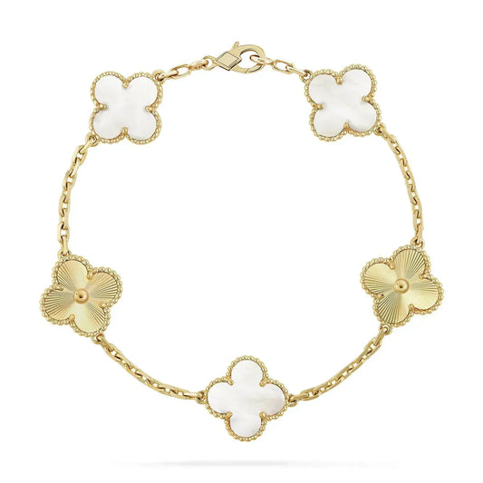 [Clover Jewels]CLOVER BRACELET 5 MOTIF WHITE MOP PINK GOLD