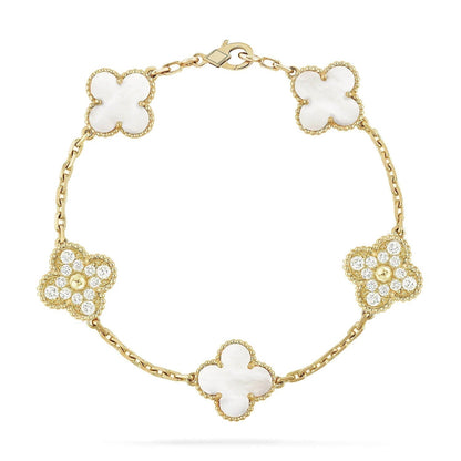 [Clover Jewels]CLOVER BRACELET 5 MOTIF WHITE MOP DIAMOND