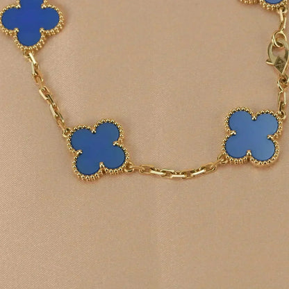 [Clover Jewels]CLOVER 5 MOTIFS BLUE AGATE BRACELET