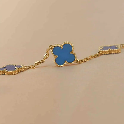 [Clover Jewels]CLOVER 5 MOTIFS BLUE AGATE BRACELET