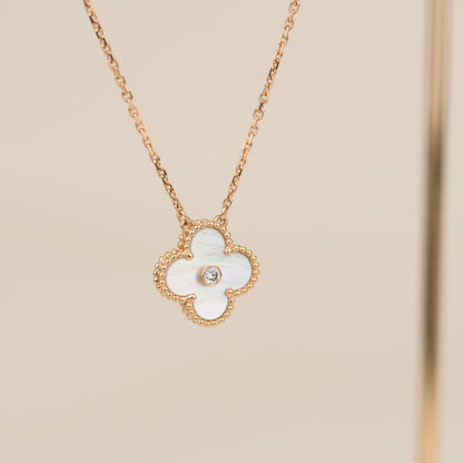 [Clover Jewels]CLOVER 15MM DIAMOND WHITE FRITILLARIA NECKLACE