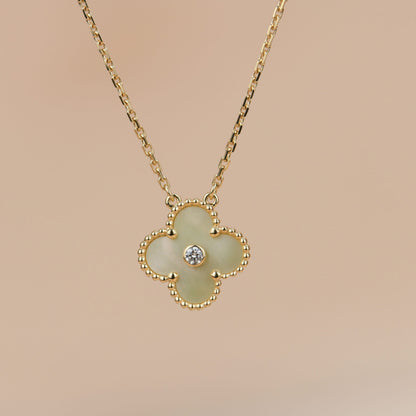 [Clover Jewels]CLOVER 15MM DIAMOND GOLD MOTHER OF PEARL NECKLACE