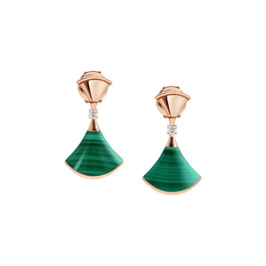 [Clover Jewels]DREAM MALACHITE PINK GOLD EARRINGS